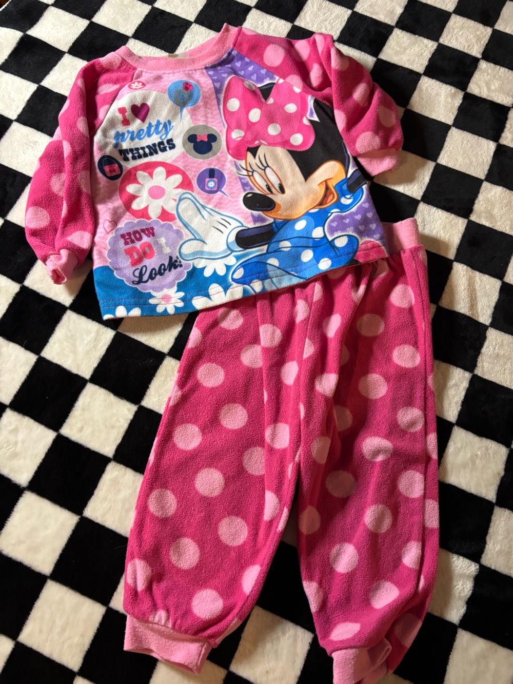 6/12 month Minnie Mouse Pink Polka Dot Kids Pajama Set